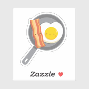 Cute Breakfast Bacon and Egg Heart On a Pan