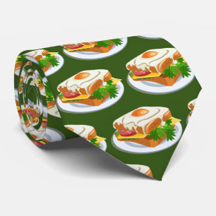 Cute Breakfast egg sandwich tiled pattern Tie