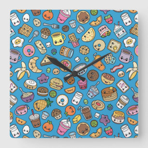 Cute Breakfast Food Square Wall Clock