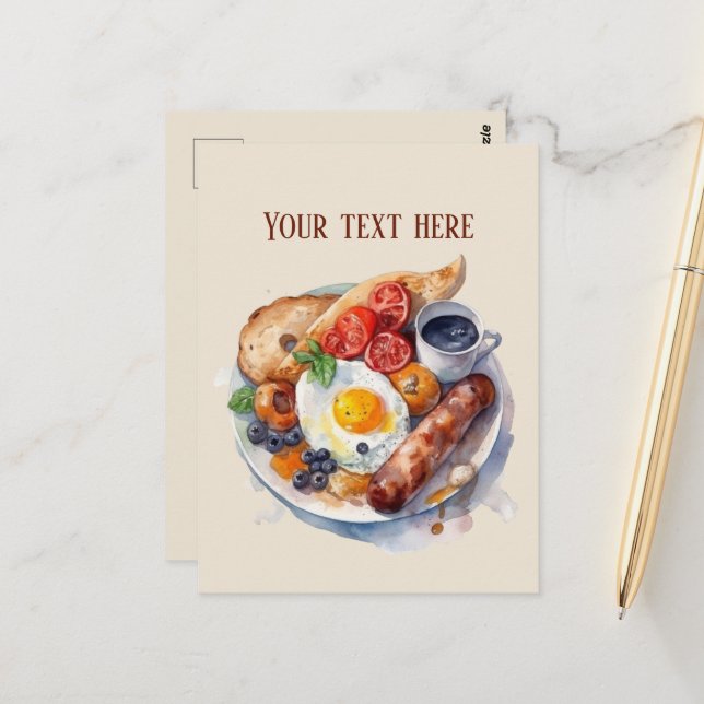 Cute breakfast lovers add text  postcard (Front/Back In Situ)