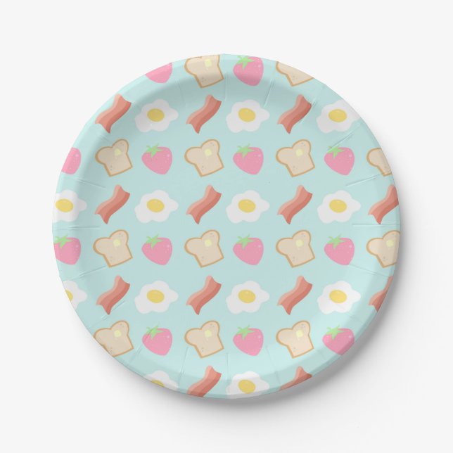 Cute Breakfast Pattern Paper Plate (Front)