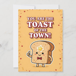 Cute Breakfast Pun You Are the Toast of the Town Thank You Card