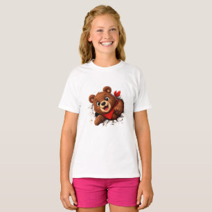 Cute Breakthrough Bear – Funny Front & Back  T-Shirt