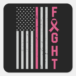 Cute Breast Cancer Awareness Friends Family Fight Square Sticker