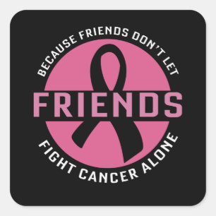 Cute Breast Cancer Awareness Friends Support Unity Square Sticker