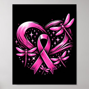 Cute Breast Cancer Heart Dragoies Awareness Women Poster