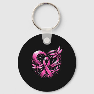 Cute Breast Cancer Heart Dragonflies Awareness Wom Key Ring