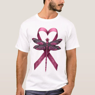 Cute Breast Cancer Heart Dragonflies Awareness Wom T-Shirt