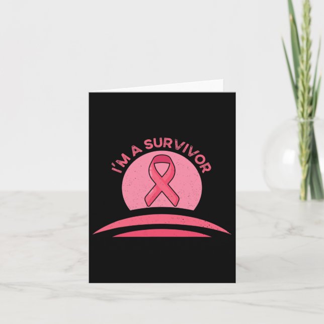 Cute Breast Cancer Tee Pink Ribbon Design For Surv Card (Front)