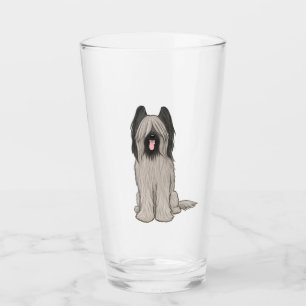 Cute Briard Cartoon Dog Drinking Glass