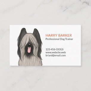 Cute Briard Cartoon Dog Pet Services Grooming Business Card