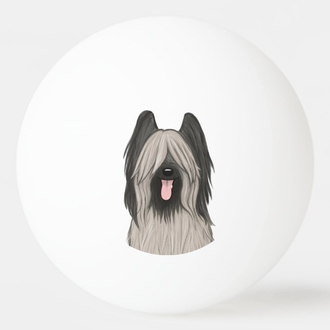 Cute Briard Cartoon Dog Ping Pong Ball (Front)