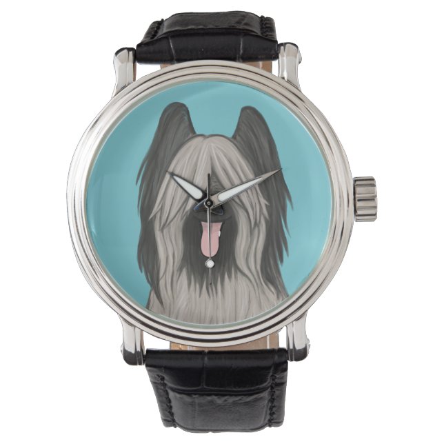 Cute Briard Cartoon Dog Watch (Front)