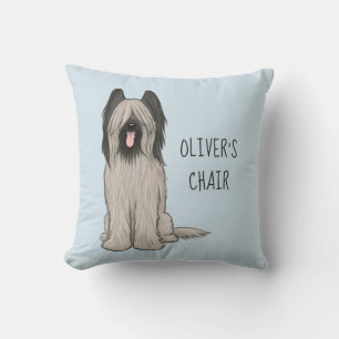 Cute Briard with Custom Text Cushion