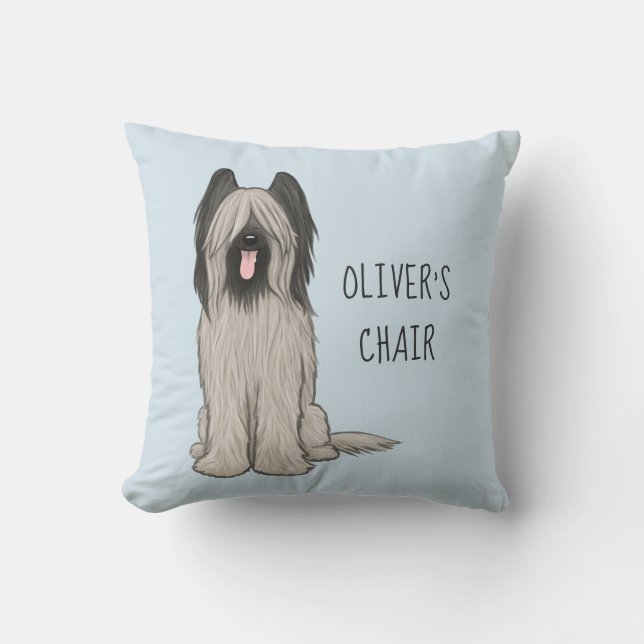 Cute Briard with Custom Text Cushion (Front)