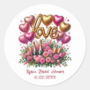 Cute Bridal shower add name date  Classic Round Sticker