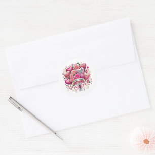 Cute Bridal Shower Balloons flowers Classic Round Sticker