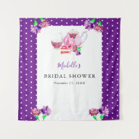 Cute Bridal Shower Tea Party Purple Background