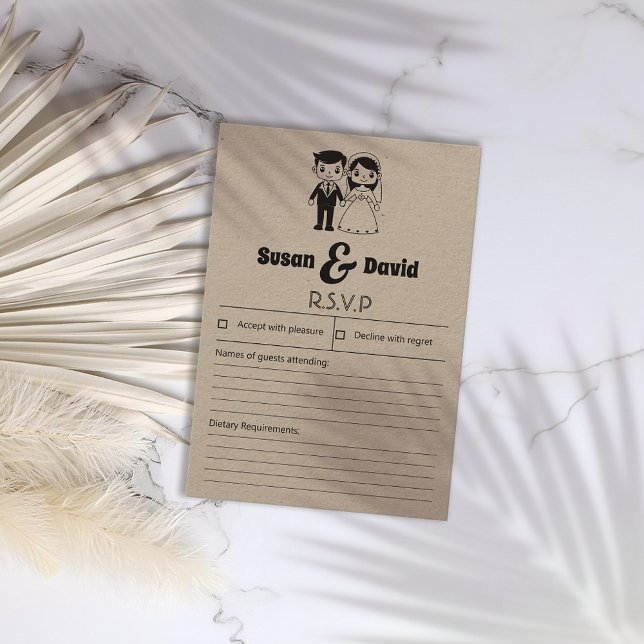 Cute Bride and Groom RSVP Card (Creator Uploaded)