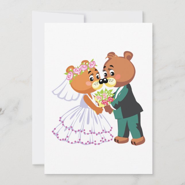 cute bride and groom teddy bears design wedding (Front)