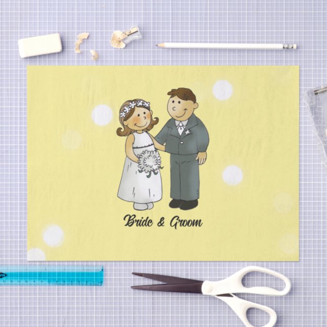 Cute Bride and Groom Wedding Celebration Tissue Paper (Craft)