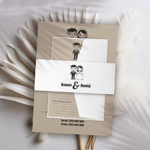 Cute Bride and Groom Wedding Invitation Belly Band