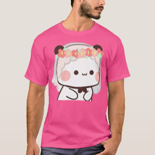 Cute Bride Bubu Bear And Panda Couple Peach And Go T-Shirt