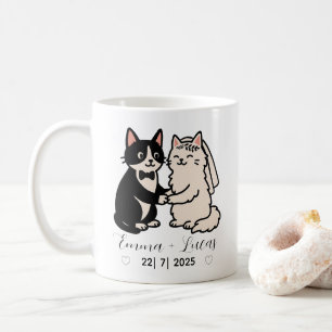 Cute Bride & Groom cats personalised name wedding Coffee Mug