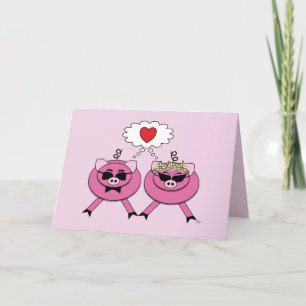 Cute Bride & Groom Pig Wedding Congrats Card