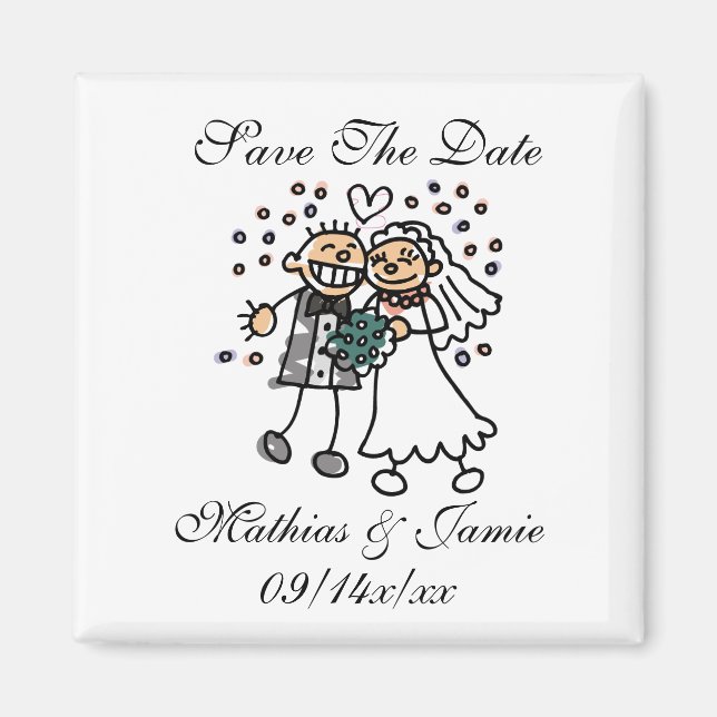 Cute Bride Groom Save The Dates Magnets (Front)
