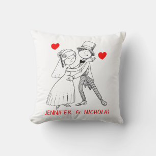 Cute Bride Groom Wedding Bridal Shower Engagement Cushion