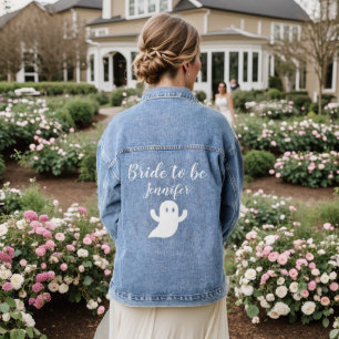 Cute Bride Halloween Ghost Wedding Bachelorette  Denim Jacket