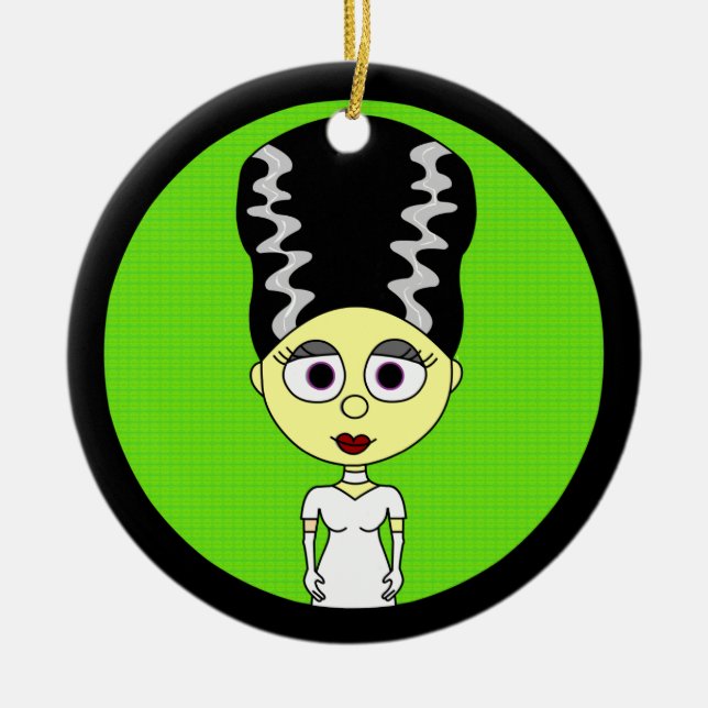 Cute Bride of Frankenstein Ceramic Tree Decoration (Front)