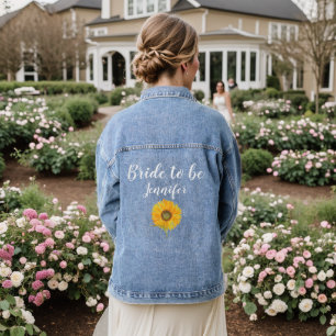 Cute Bride Sunflower Floral Wedding Bachelorette  Denim Jacket