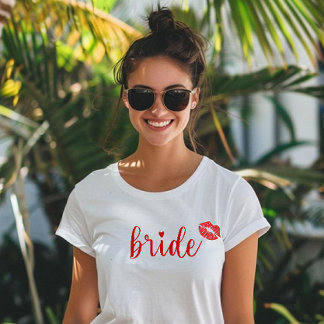 cute bride with red lips and heart T-Shirt