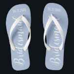 Cute Bridesmaid Dusty Blue Jandals<br><div class="desc">Cute Bridesmaid Dusty Blue Flip Flops with custom wedding or bachelorette date.</div>