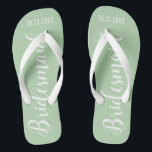 Cute Bridesmaid Sage Green Jandals<br><div class="desc">Cute Bridesmaid Sage Green Flip Flops with custom wedding or bachelorette date.</div>