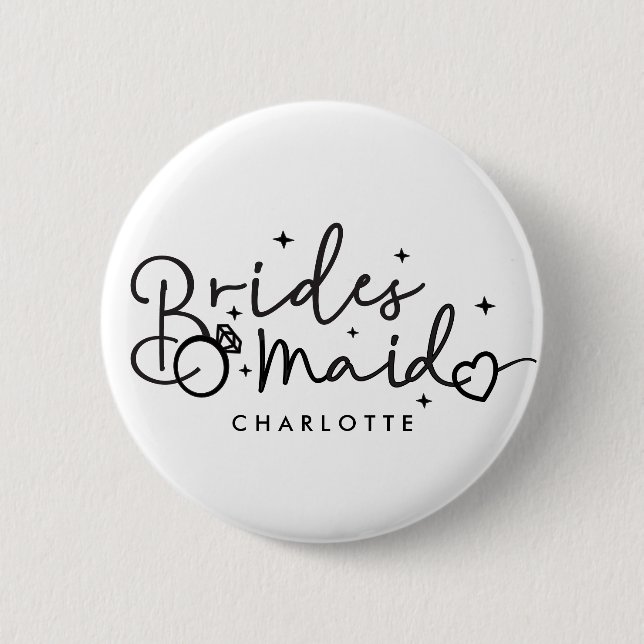 Cute Bridesmaid Script Wedding Party 6 Cm Round Badge (Front)