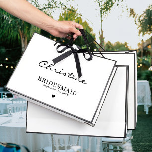 Cute Bridesmaid Wedding Thank You Black & White Large Gift Bag