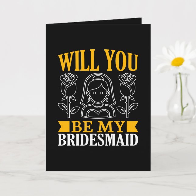 Cute Bridesmaid word art add message  Card (Small Plant)