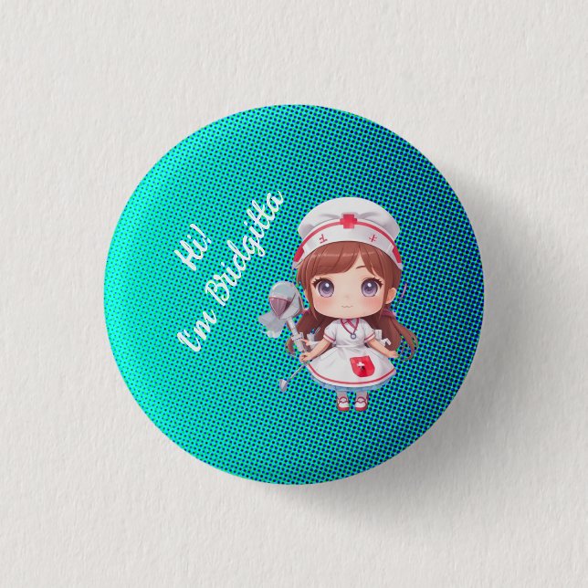 Cute Bridge Nurse Badge Button (Front)