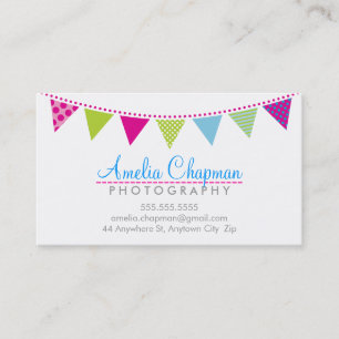 CUTE BRIGHT BUNTING bold party pink lime blue Business Card