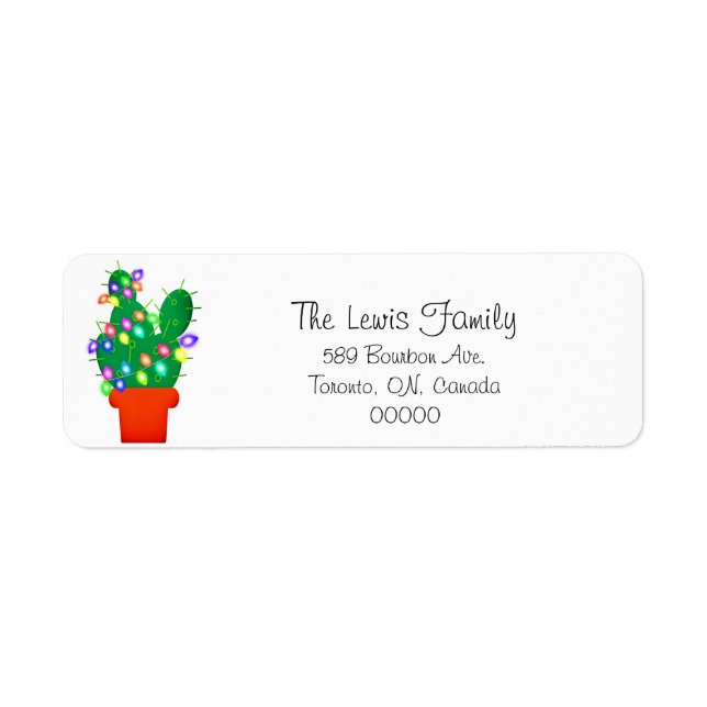 Cute Bright Christmas Cactus Address Label (Front)