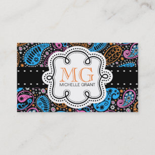 Cute Bright Colours Paisley Calling Card