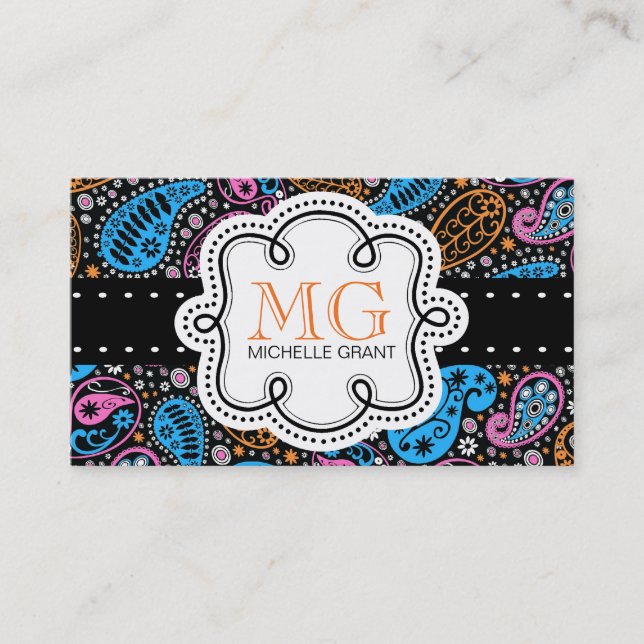 Cute Bright Colours Paisley Calling Card (Front)
