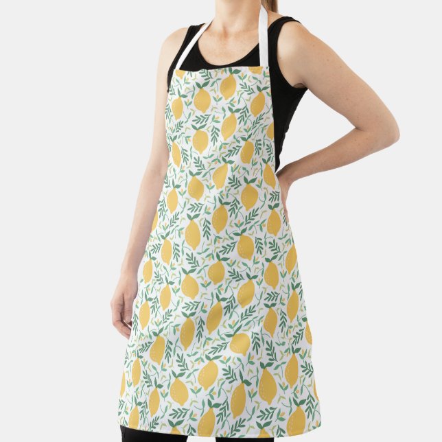 Cute & Bright Country Farm Yellow Lemon Pattern Apron (Insitu)