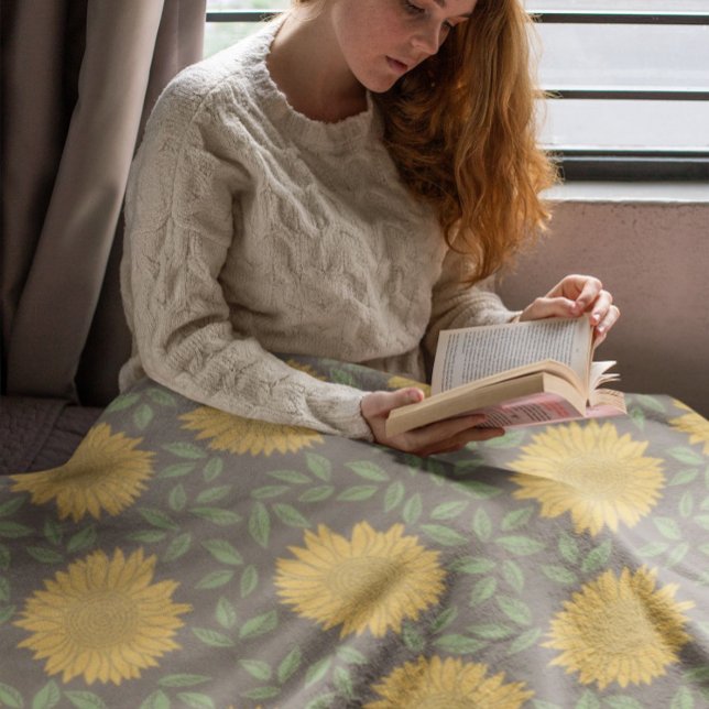 Cute Bright Country Sunflower Pattern Sherpa Blanket (Creator Uploaded)