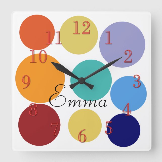 Cute Bright Dots Add Name Wall  Clock (Front)