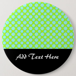 Cute Bright Floral Pattern White Teal Chartreuse 6 Cm Round Badge