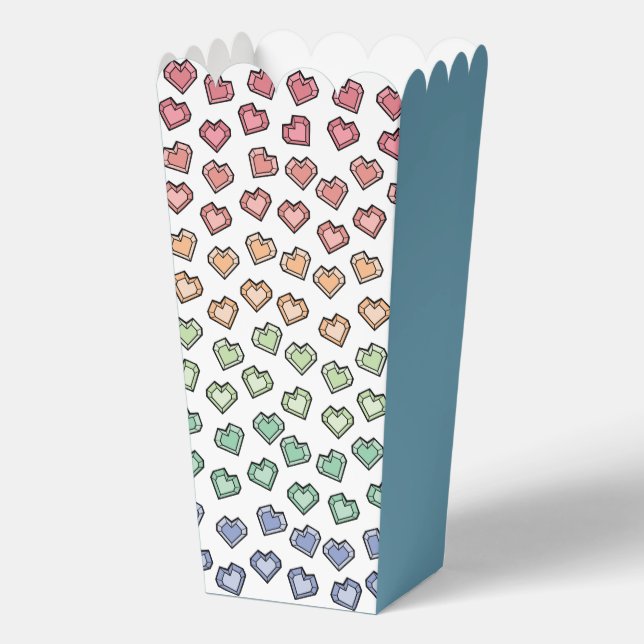 Cute Bright Pastel Rainbow Gemstone Heart pattern Favour Box (Back)